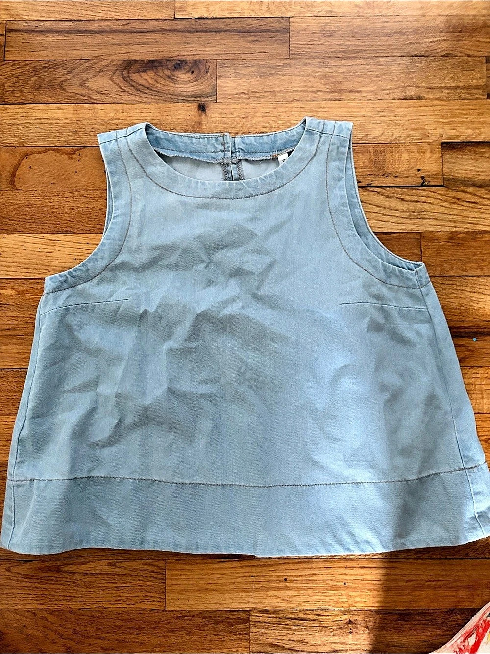 W Sunfaded Denim Top Blue Tank